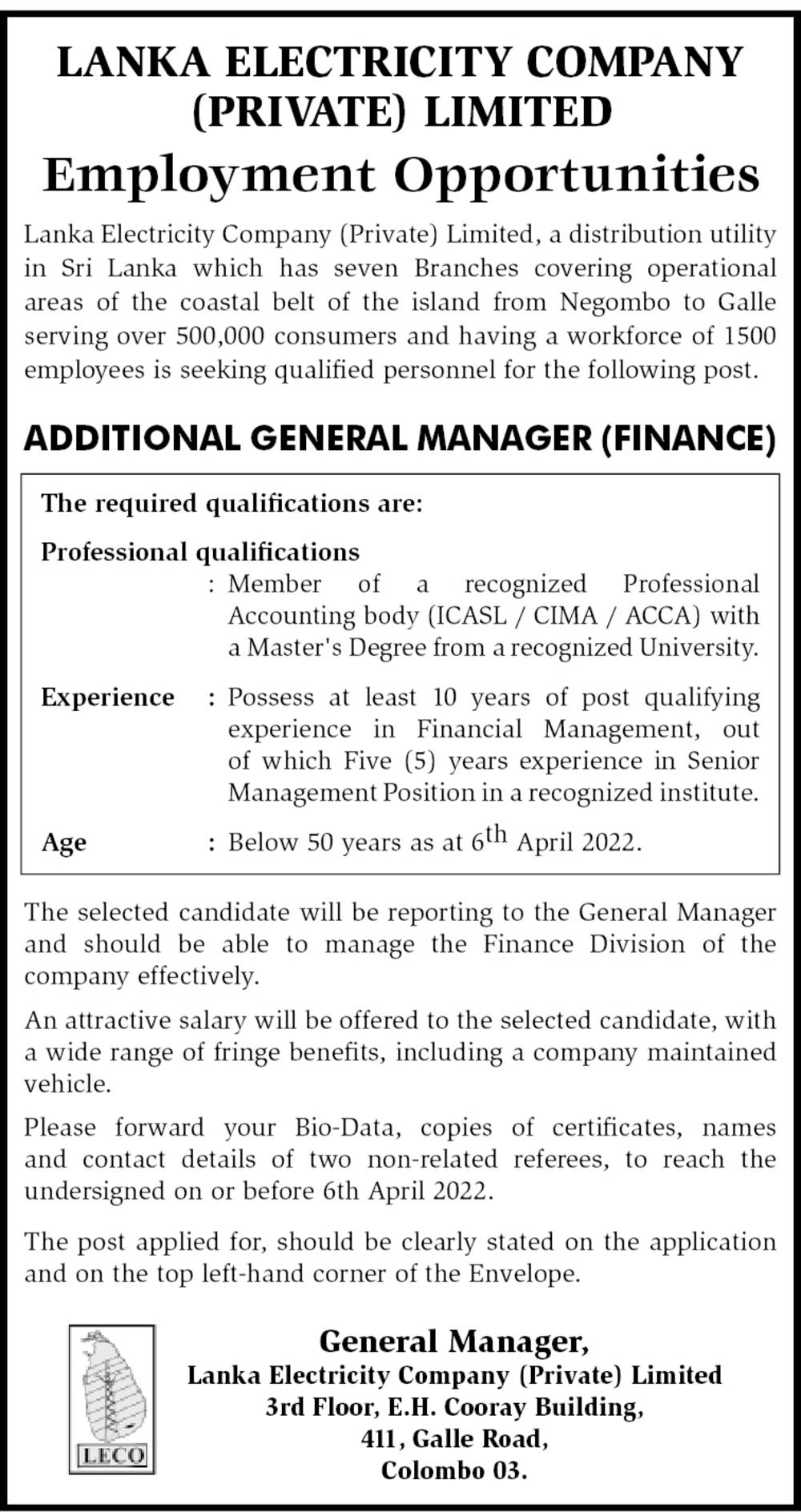 You are currently viewing General Manager – Finance
