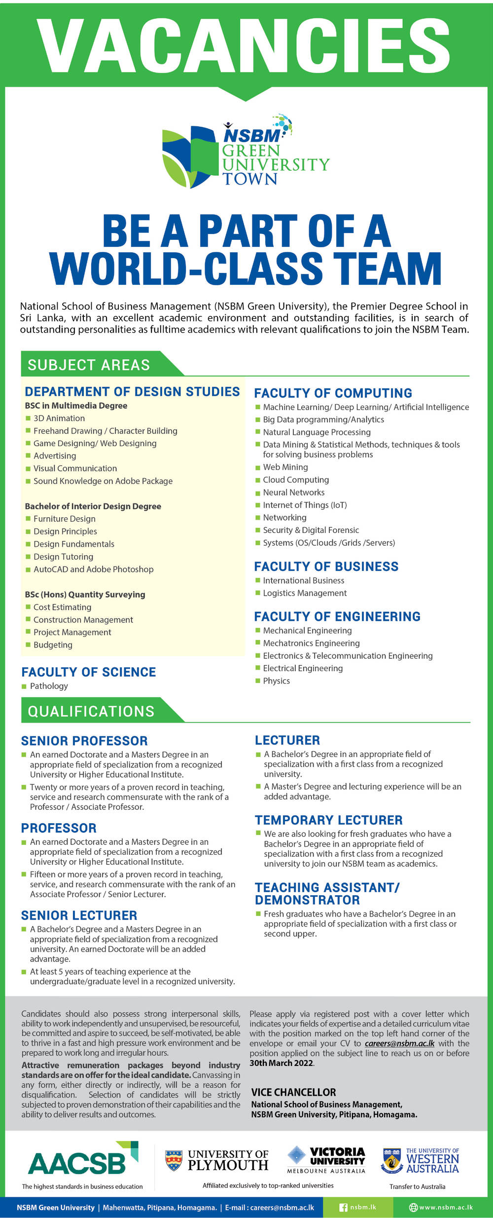 You are currently viewing NSBM Green University Vacancies