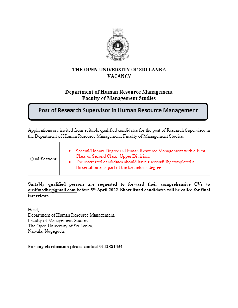 You are currently viewing Research Supervisor – HRM