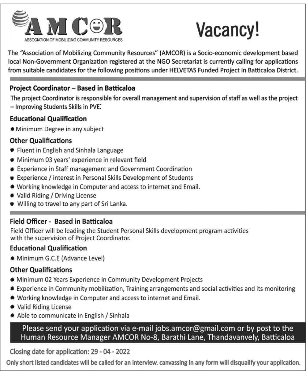 You are currently viewing Project Coordinator / Field Officer