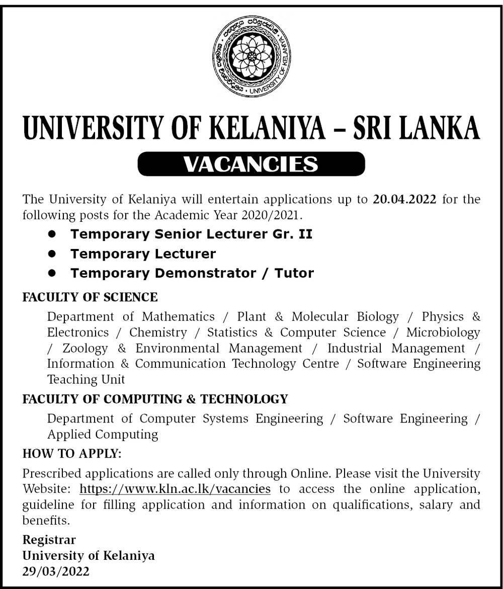You are currently viewing Temporary Senior Lecturer / Demonstrator