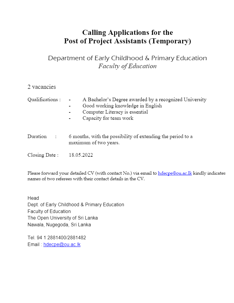 You are currently viewing Project Assistants – Faculty of Education