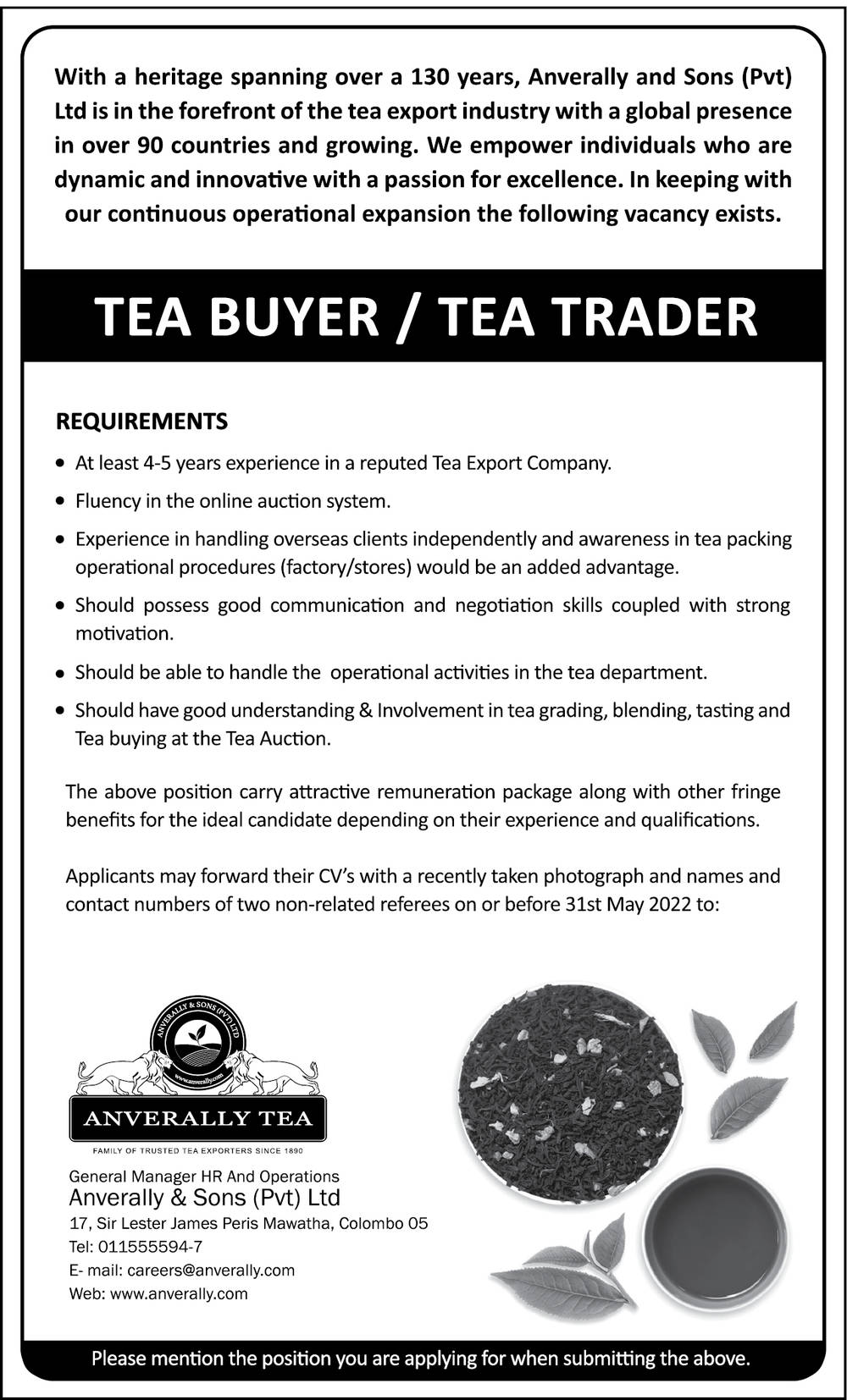 You are currently viewing Tea Buyer / Tea Trader