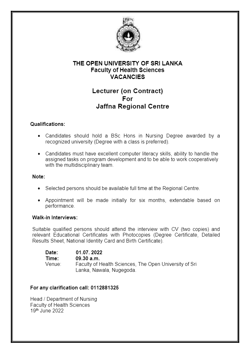 You are currently viewing Lecturer – Faculty of Health Sciences