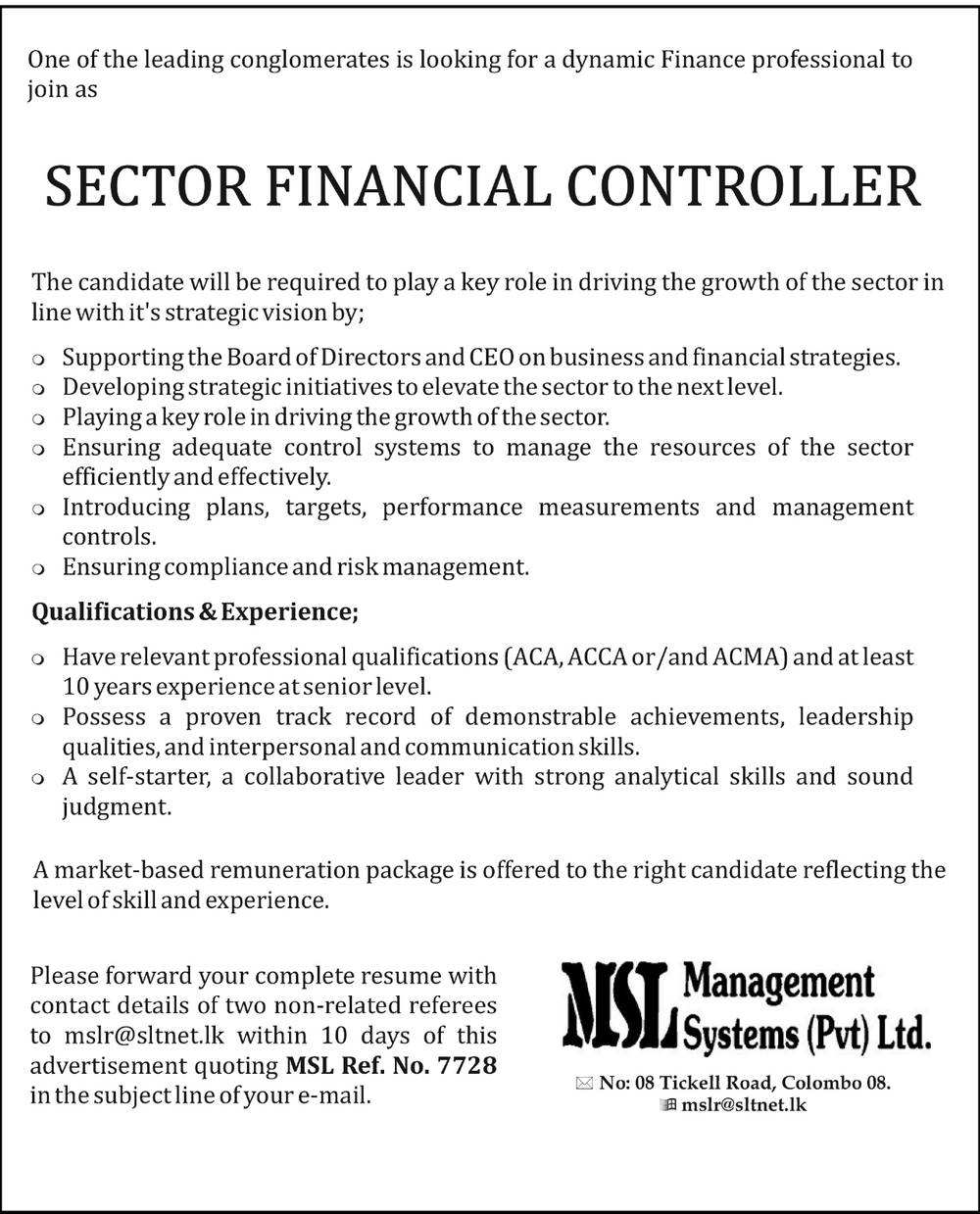 You are currently viewing Sector Financial Controller