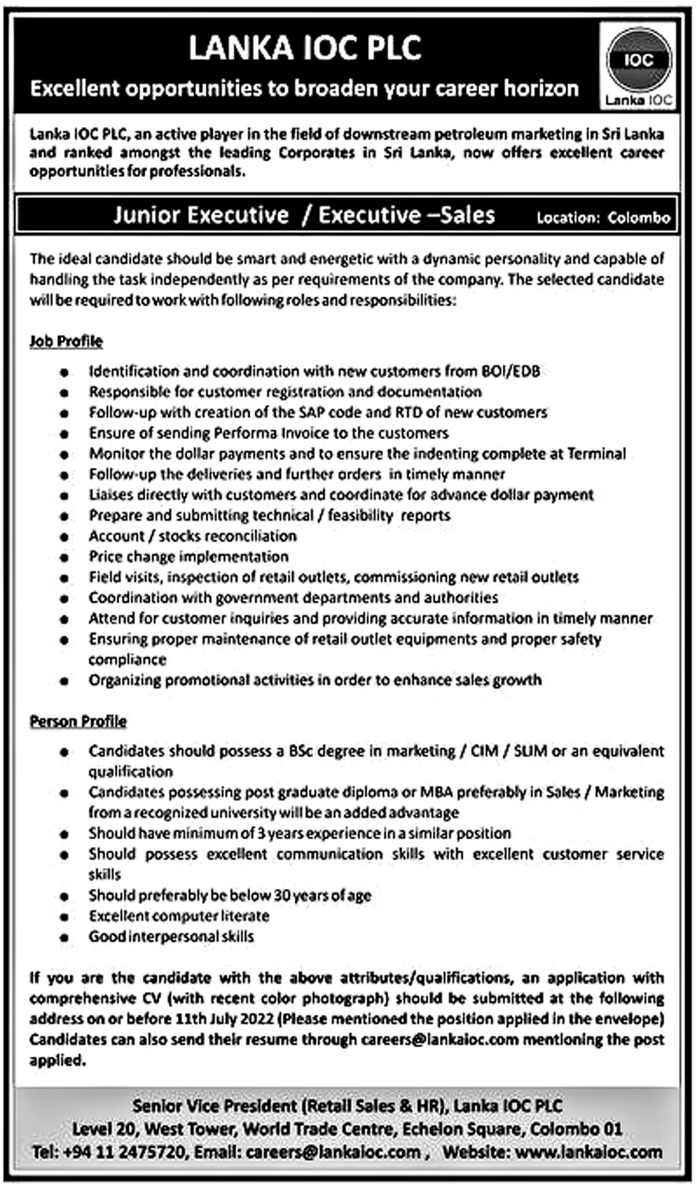 You are currently viewing Junior Executive / Executive – Sales