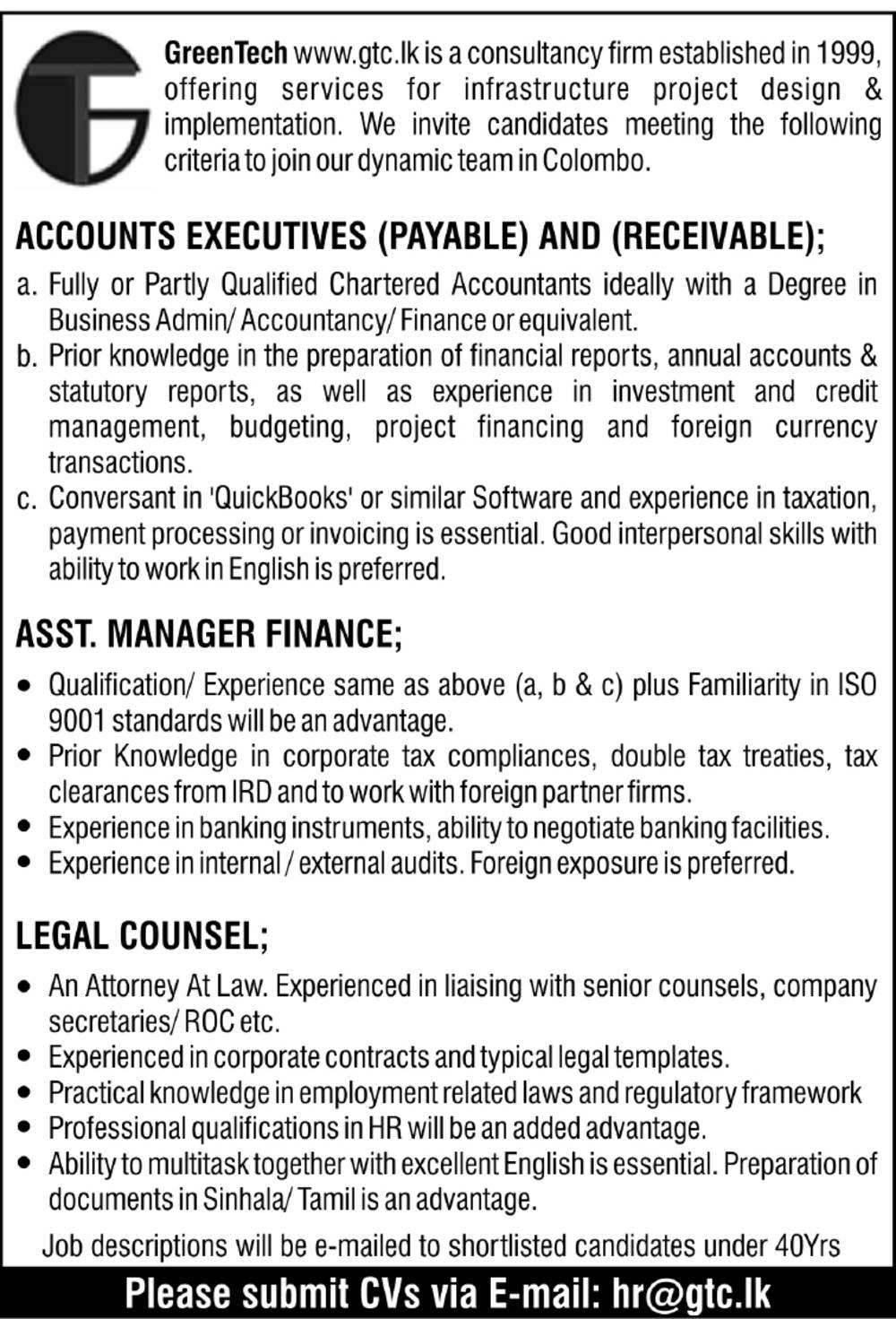 You are currently viewing Accountant Executives / Assist Manager / Legal Counsel