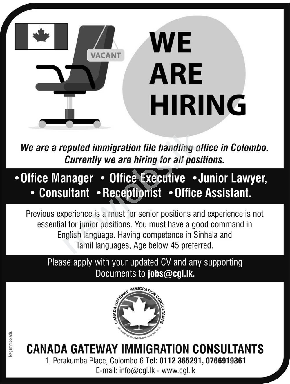 You are currently viewing Office Manager / Office Executive / Junior Lawyer / Consultant / Receptionist / Office Assistant