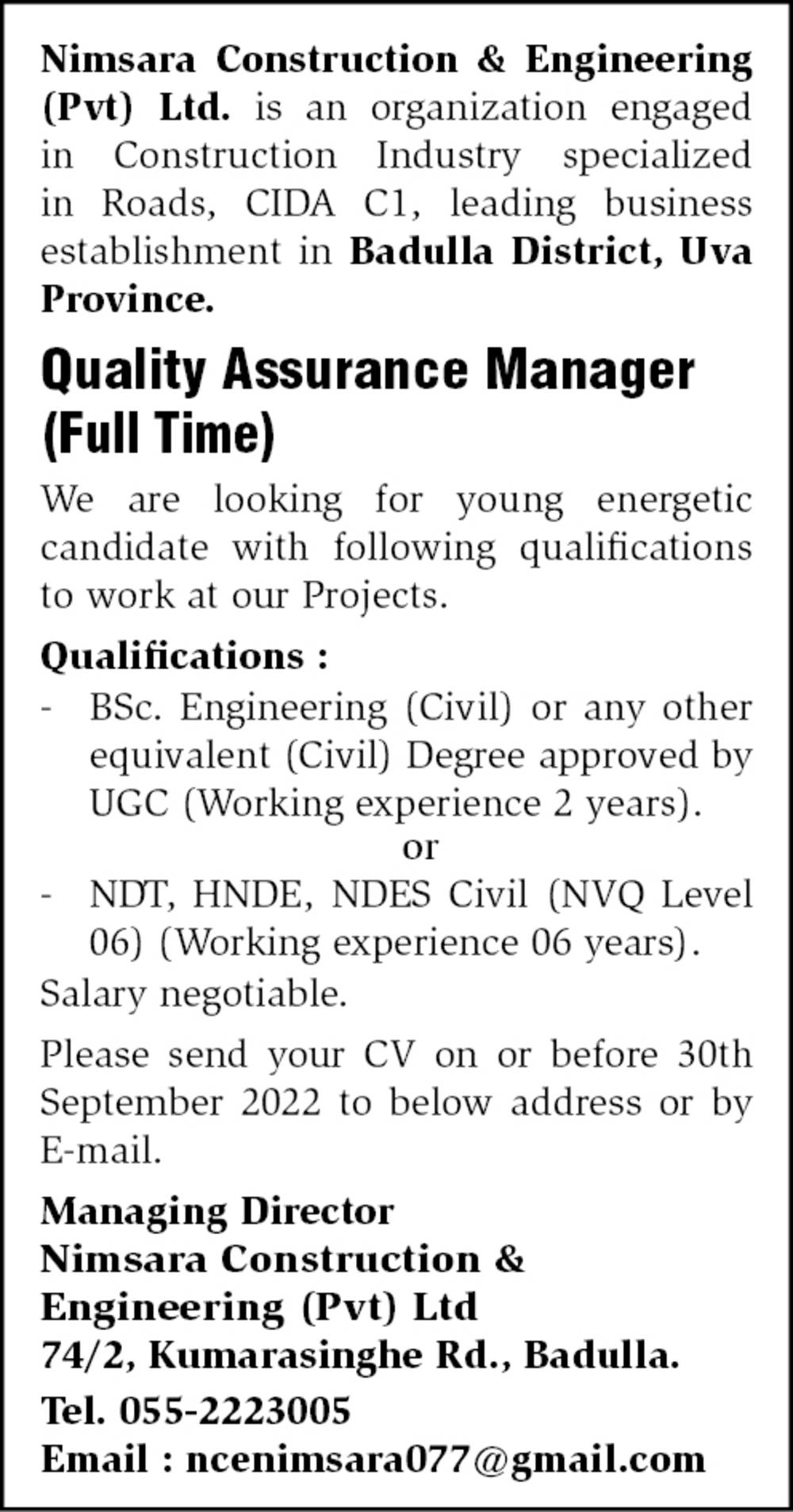 You are currently viewing Quality Assurance Manager