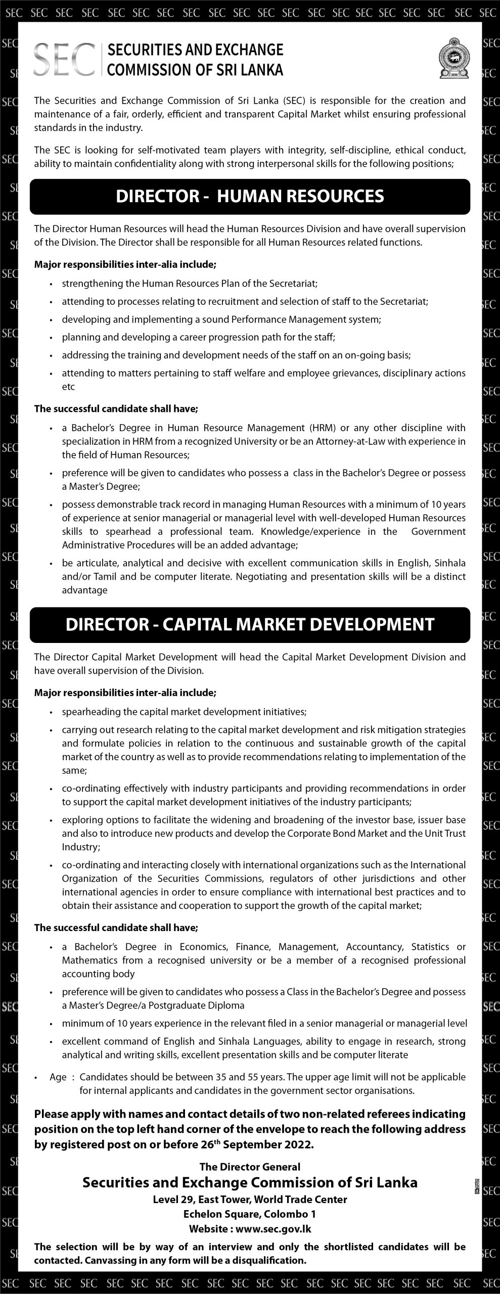 You are currently viewing Director – Human Resources / Capital Market Development