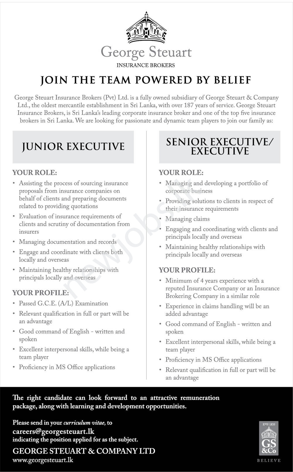 You are currently viewing Junior Executive / Executive / Senior Executive