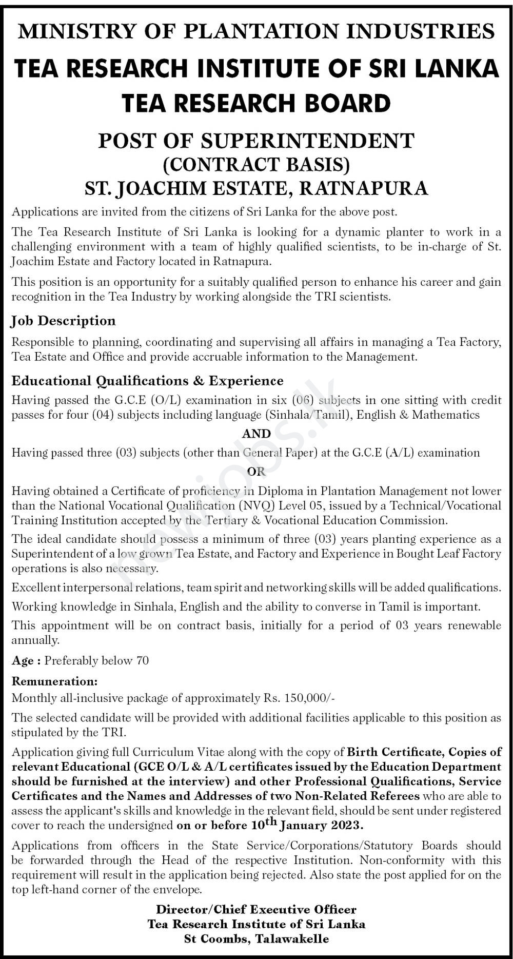 Ministry of Industries Job Vacancies 