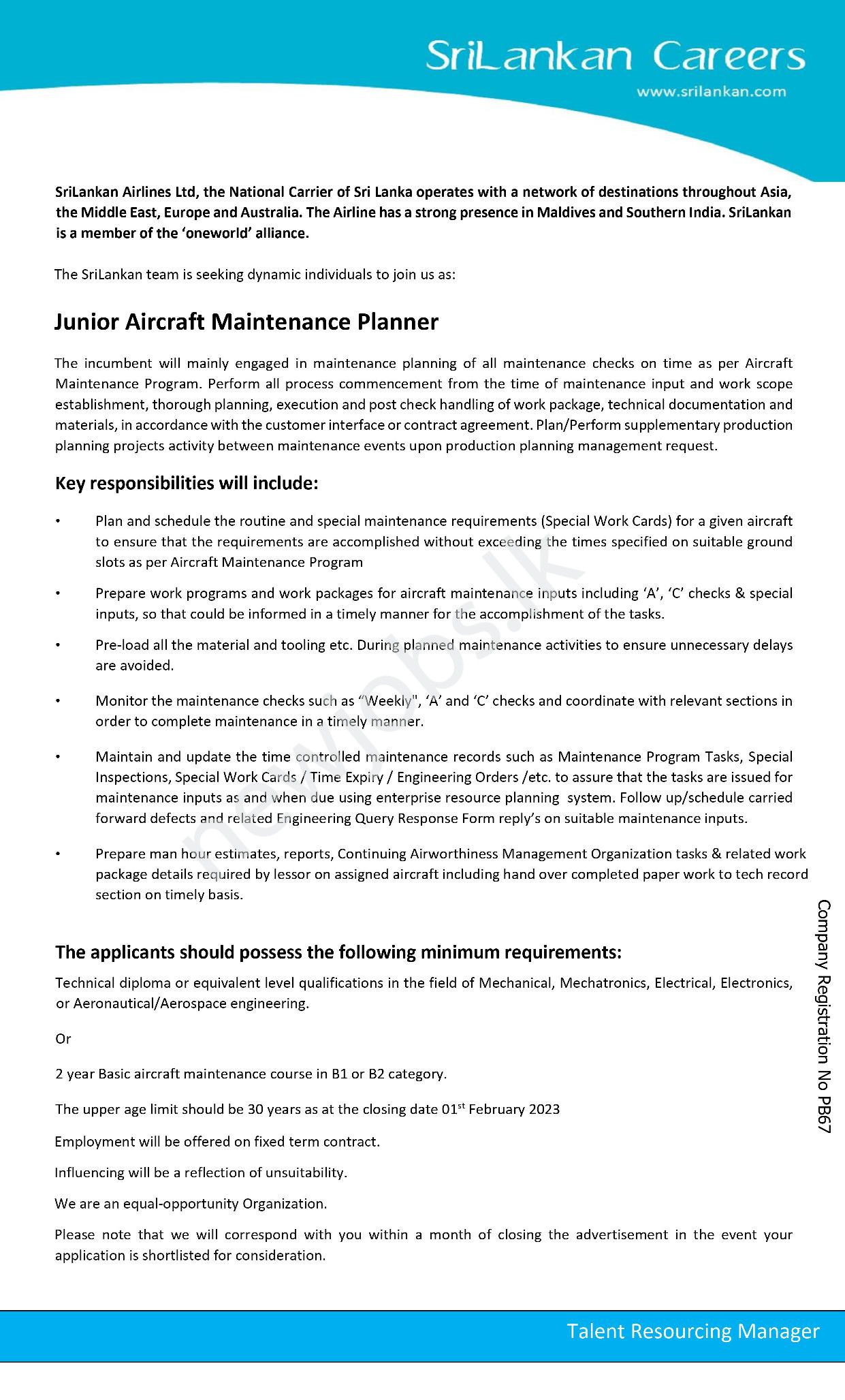 You are currently viewing Junior Aircraft Maintenance Planner