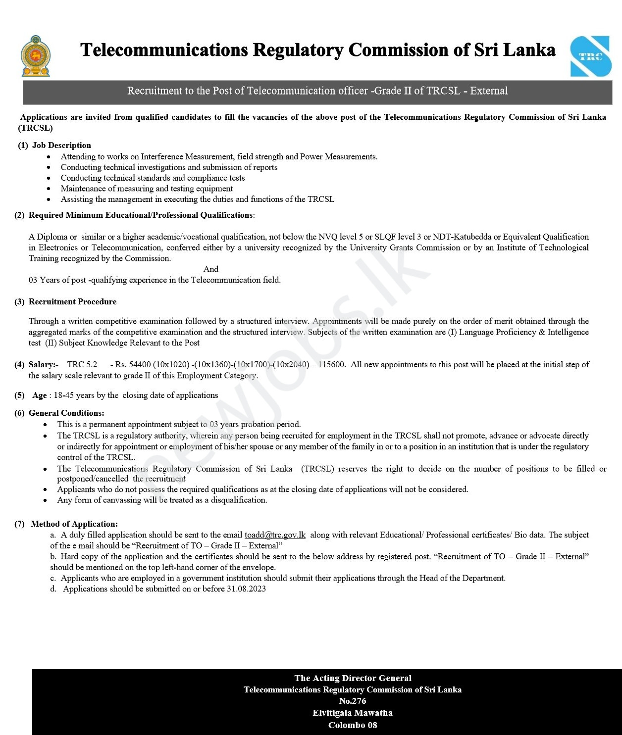 You are currently viewing Telecommunication Officer – Grade II (External)
