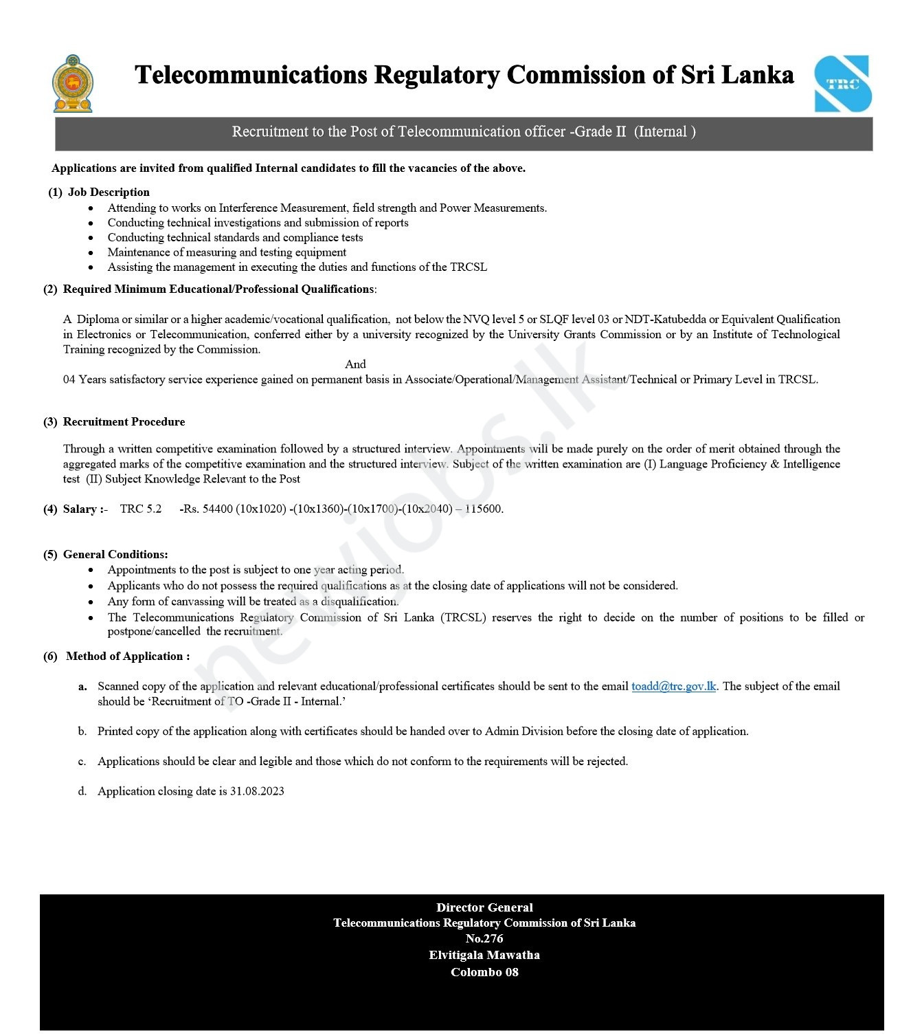 You are currently viewing Telecommunication Officer – Grade II (Internal)