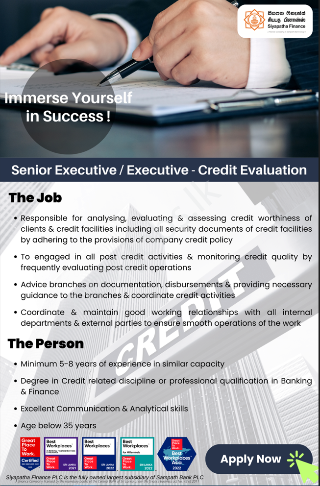 You are currently viewing Senior Executive / Executive – Credit Evaluation