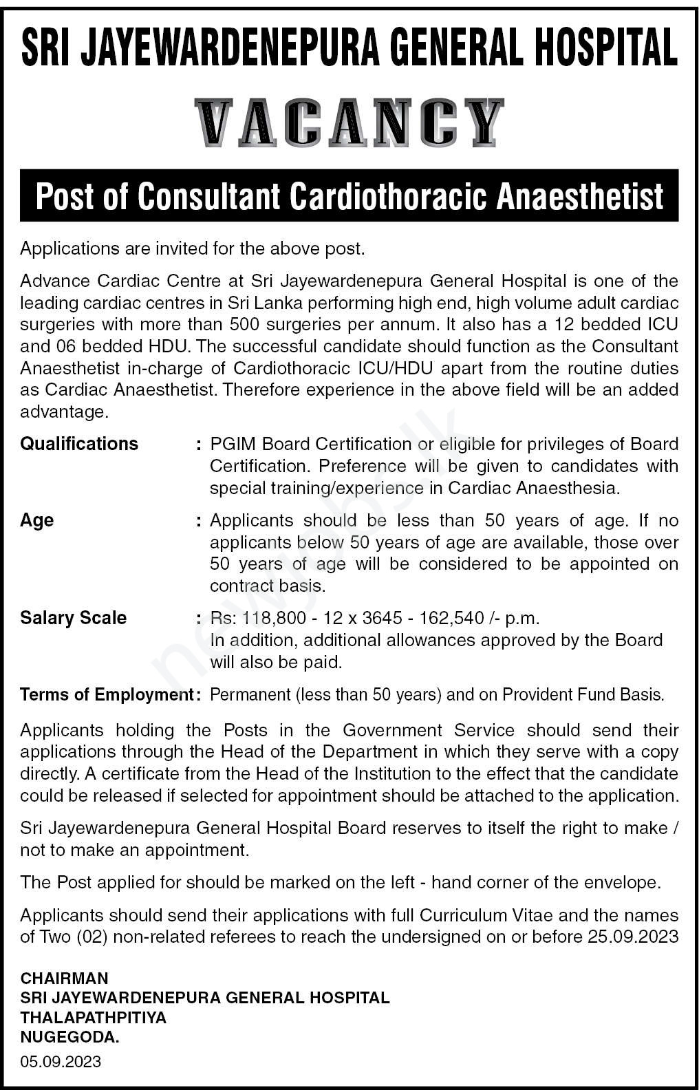 You are currently viewing Consultant Cardiothoracic Anesthetist