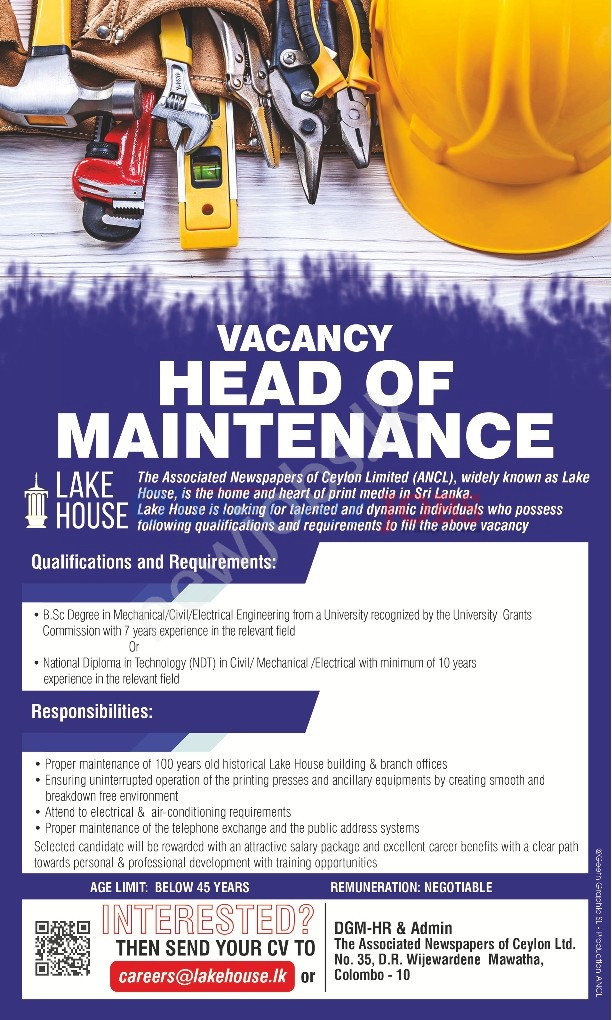You are currently viewing Head of Maintenance – Lake House