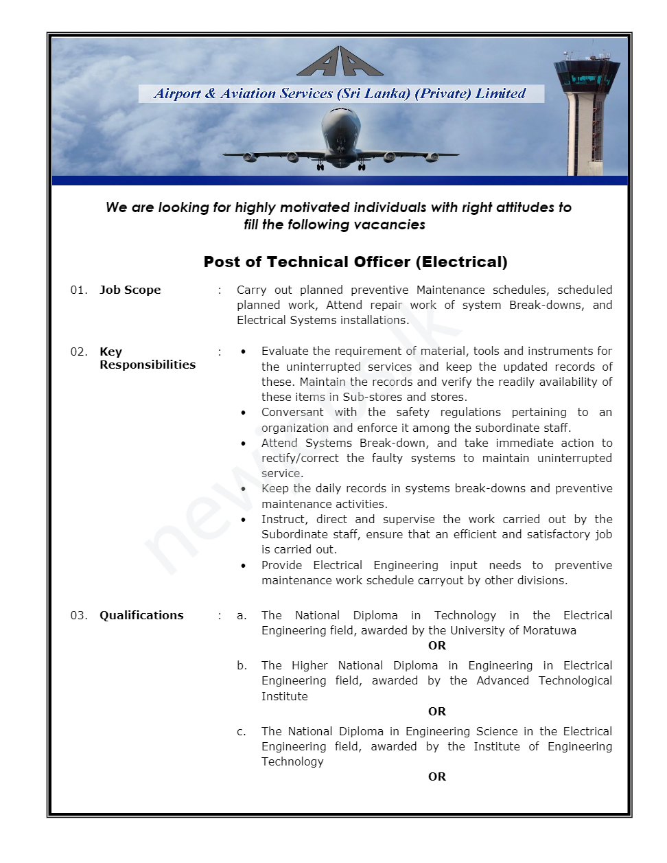 You are currently viewing Technical Officer (Electrical)