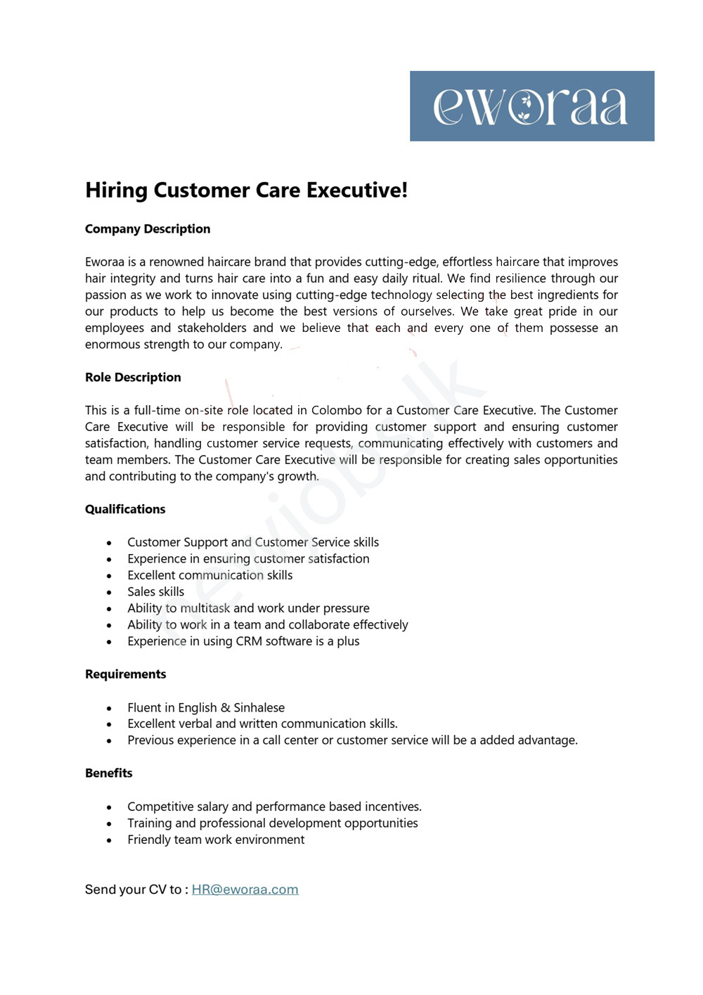 You are currently viewing Customer Care Executive